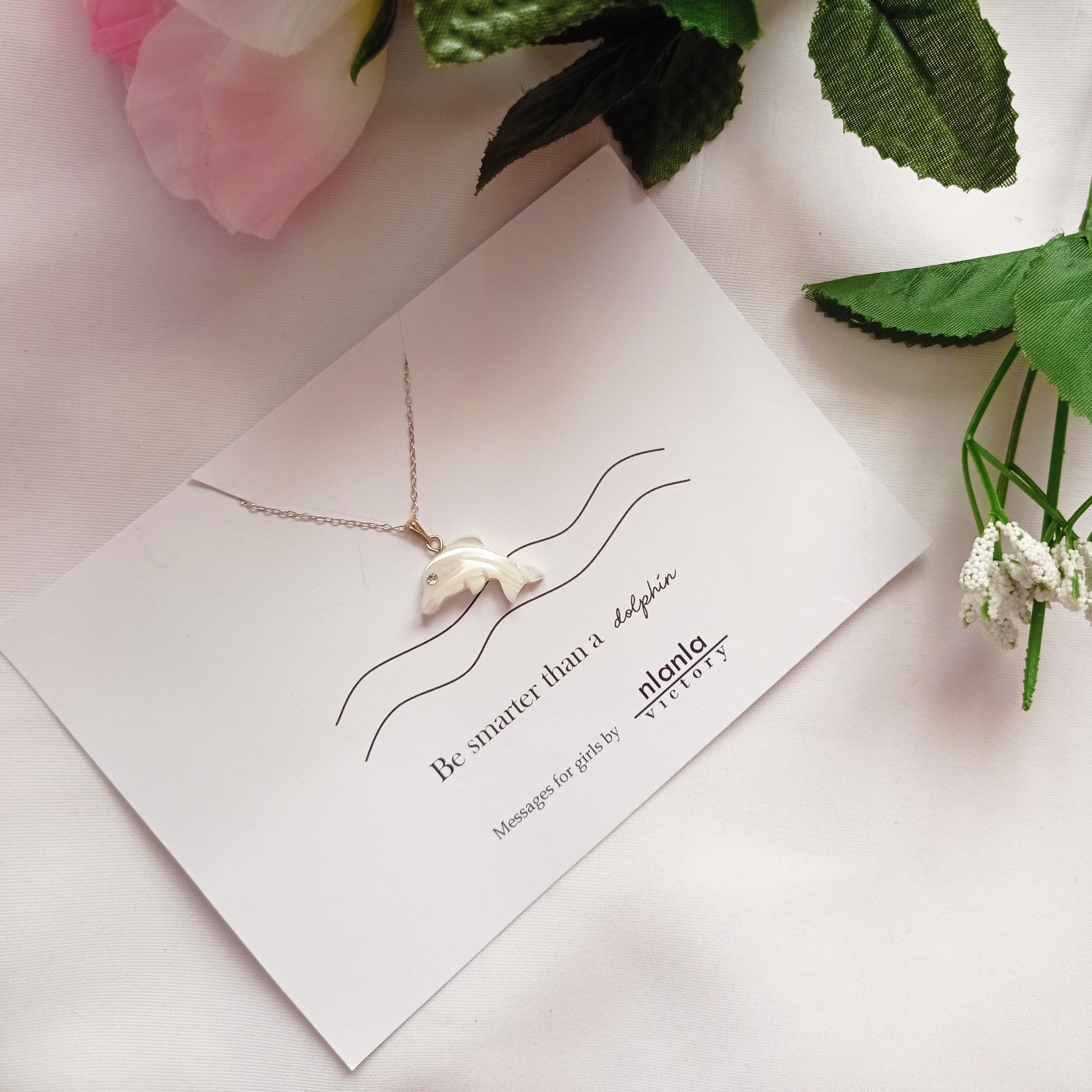 Dolphin necklace on 18 inch Sterling Silver Chain, Be Smarter Than A Dolphin Message, Personalised Gift, Affirmation Necklace, Affirmation Gift, Unique Gift Idea | by nlanlaVictory-0